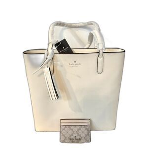 Kate Spade Jana Tote Leather Bag & Flower Card Holder Bundle NWT Elegant Gift